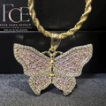 Iced Butterfly Pendant Necklace
