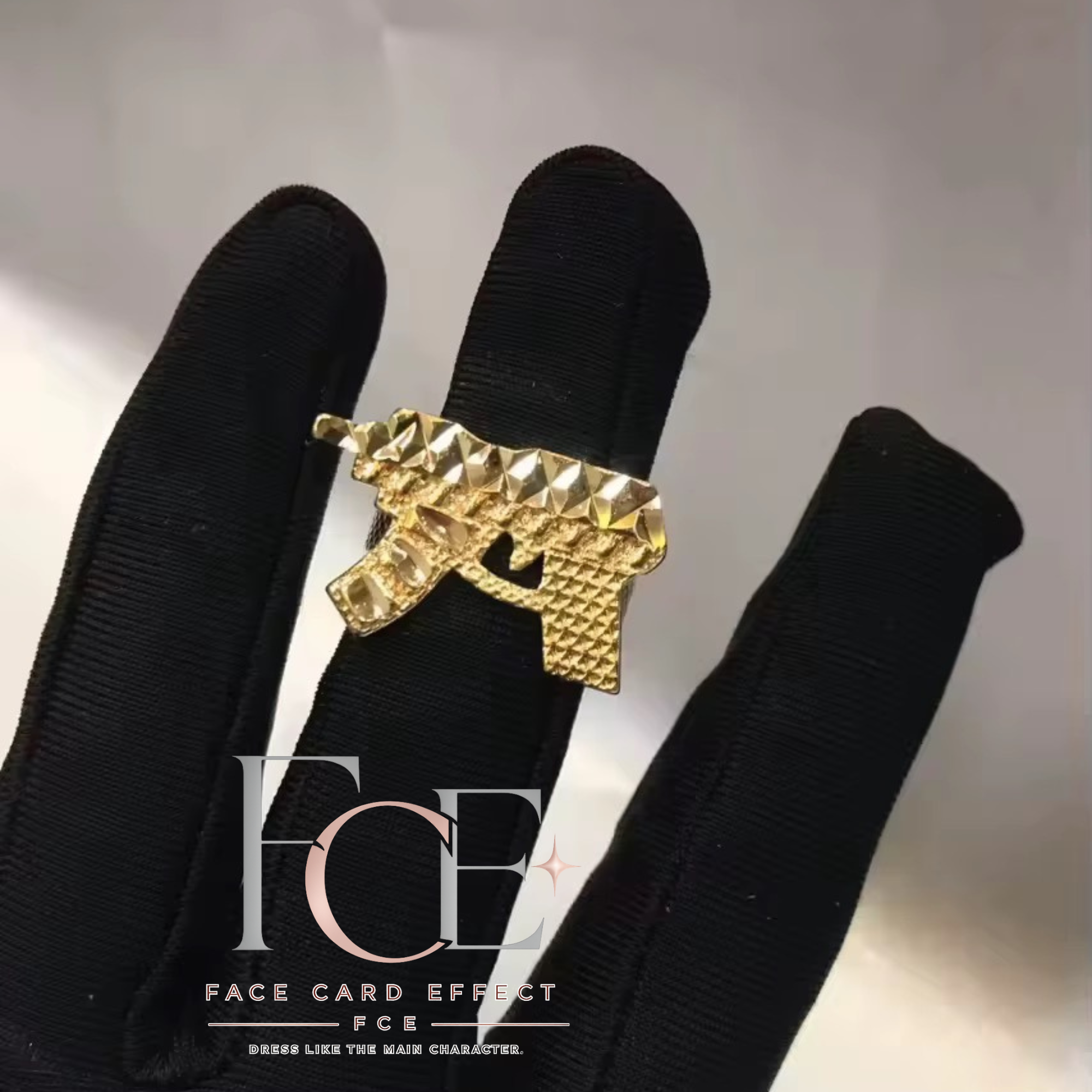 Gold Gun Ring by FCE Face Card Effect
