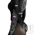 FCE Sheer Mesh Set Black – rhinestone sleeve detail