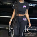 Chrome-Inspired Pants Set in Black by FCE Face Card Effect