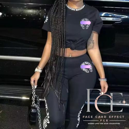 Chrome-Inspired Pants Set in Black by FCE Face Card Effect
